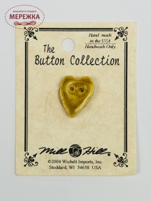 Фото Mill Hill Button Medium Speckled Gold Folk Heart 86262