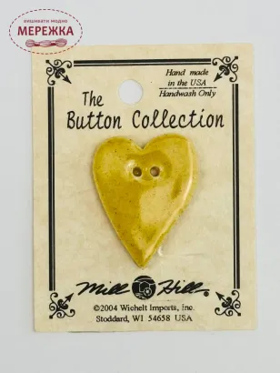 Фото Mill Hill Button Speckled Gold  LG  Folk Heart 86286