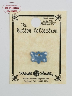 Фото Mill Hill Button Blue Polka Dot Butterfly 86361