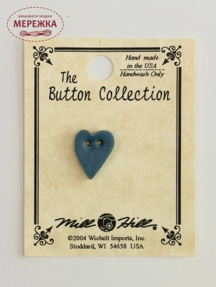 Фото Mill Hill Button Matte LT Blue SM Folk Heart 86375