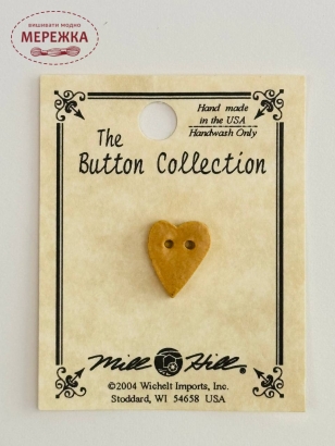 Фото Mill Hill Button Matte Old Gold SM Folk Heart 86376