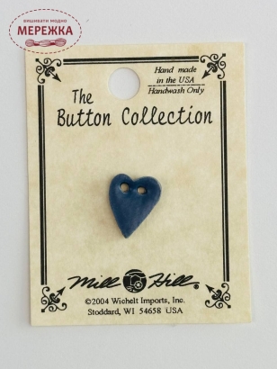 Фото Mill Hill Button Matte Med Blue SM Folk Heart 86377