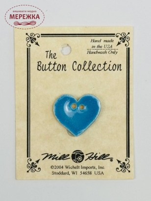 Фото Mill Hill Button Small Aqua Heart 86397