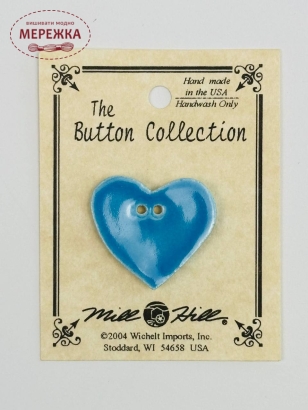 Фото Mill Hill Button Large Aqua Heart 86413