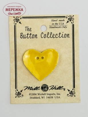 Фото Mill Hill Button Large Bright Yellow Heart 86417