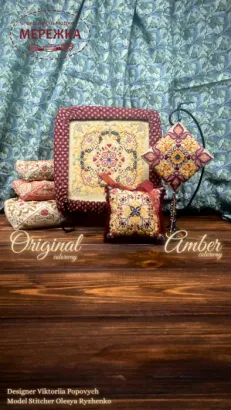 Фото Вікторія Попович Схема Romantic lilies Biscornu (Біскорню Романтичні лілії) VP-021