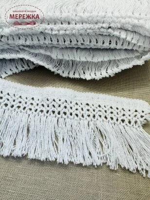 Фото Мереживо з тороками, біле, 8 см. 987779