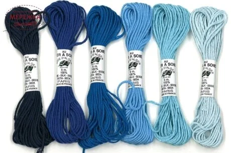 Фото Au Ver à Soie 100% шовк, Soie d'Alger Pack 6 Nuances - Blue