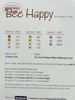 Фото Схема для вишивання Cottage Garden Samplings Bee Happy