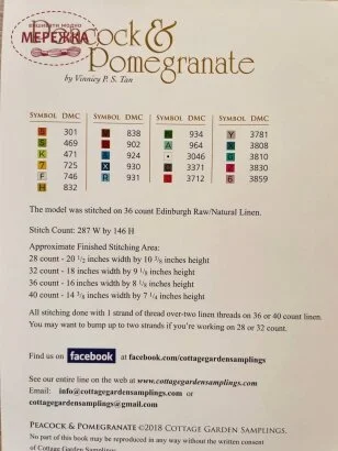 Фото Cottage Garden Samplings Схема для вишивання Peacock and Pomegtanate