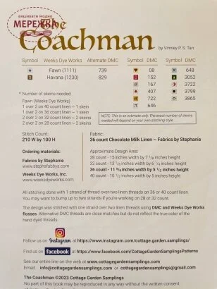 Фото Cottage Garden Samplings Схема для вишивання The Coachman