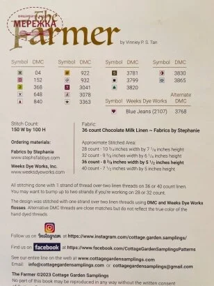 Фото Cottage Garden Samplings Схема для вишивання The Farmer