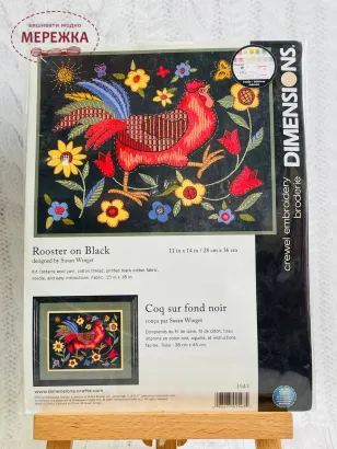 Фото Набір для вишивання гладдю Dimensions Півень на чорному 01543