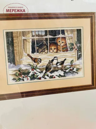 Фото набір для вишивання Діменшинз Троє спостерігачів за птахами