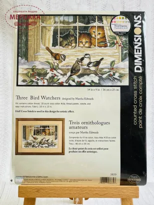 Фото набір для вишивання Діменшинз Троє спостерігачів за птахами