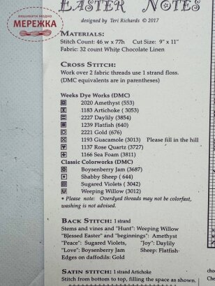 Фото Shepherd's Bush Ключ до схеми Easter Notes