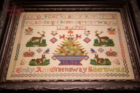Фото Hands Across the Sea Samplers Схема Emily Ann Greenaway 1884