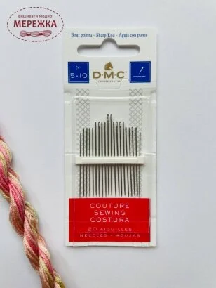 Фото DMC набір голок для вишивання з гострим кінцем, розмір 5-10 (20 шт) 1770/3