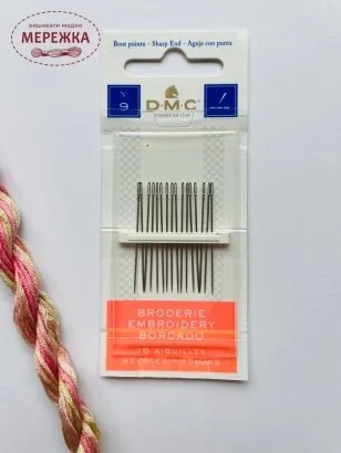 Фото DMC набір голок № 9 для вишивання гладдю, з гострим кінцем 1765/6