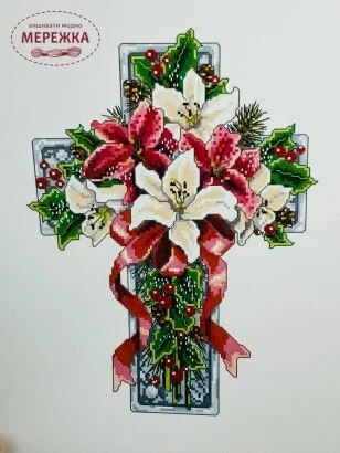 Фото Схема Winter Seasons Floral Cross (Sandy Orton) KDS-2434