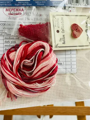 Фотографія Набір для вишивання в змішаній техніці Mill Hill Серце Валентинка MH14-1912