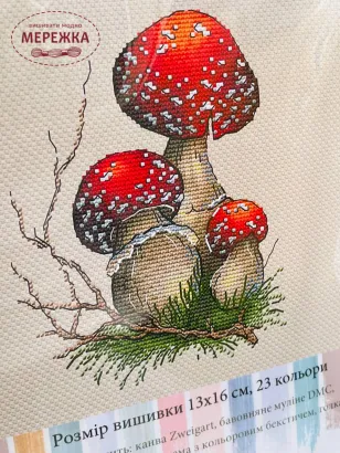 Фото Набір для вишивання хрестиком Мухомори