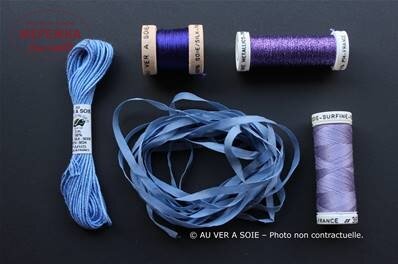 Фото Au Ver à Soie набір ниток+стрічка Decouverte Sunfine/Ruban - Bleu Violet