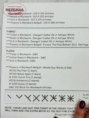 Rosewood Manor Ключ до схеми Blackwork Flowers S-1221