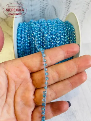 Фото шнур плетений, бісерний, колір голубий