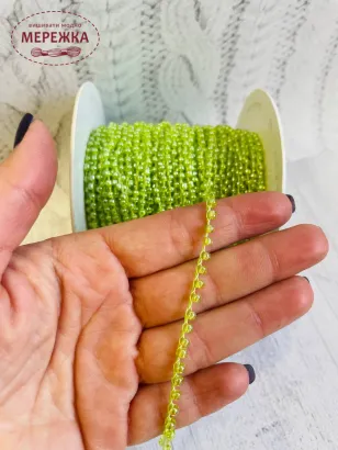 Фото шнур плетений, бісерний, колір зелений