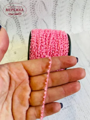 Фото шнур плетений, бісерний, колір рожевий