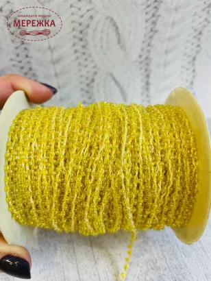 Фото шнур плетений, бісерний, колір жовтий