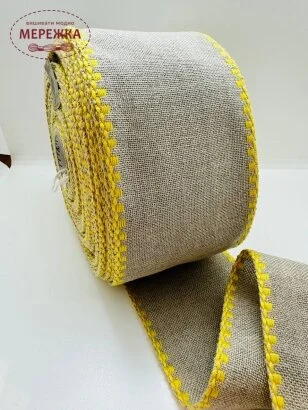 Фото Стрічка Vaupel and Heilenbeck сирий льон, кант жовтий