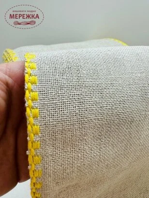 Фото Стрічка Vaupel and Heilenbeck сирий льон, кант жовтий