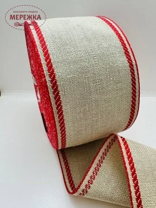 Фото Стрічка Vaupel and Heilenbeck сирий льон, кант червоний