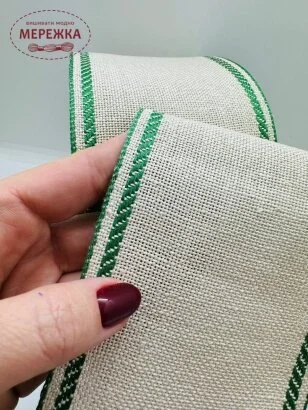 Фото Стрічка Vaupel and Heilenbeck сирий льон, кант зелений