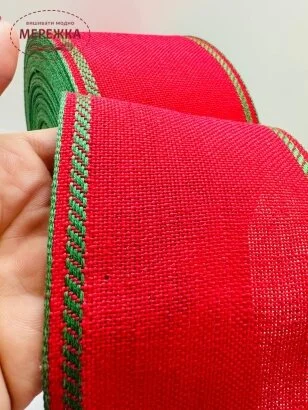 Фото Стрічка Vaupel and Heilenbeck червона, кант зелений, 9 см.