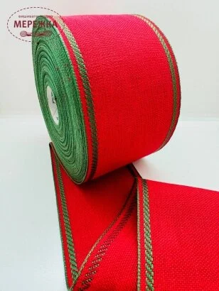 Фото Стрічка Vaupel and Heilenbeck червона, кант зелений, 9 см.