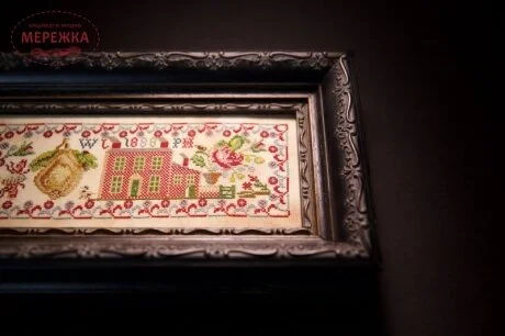 Фото Hands Across the Sea Samplers Схема The Rose and The Giant Pear 1888