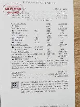 Фото Схема для вишивання The Cricket Collection Thoughts of Father