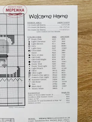 Фото Схема для вишивання The Cricket Collection Welcome Home