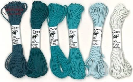Фото Au Ver à Soie 100% шовк, Soie d'Alger Pack 6 Nuances - Turquise