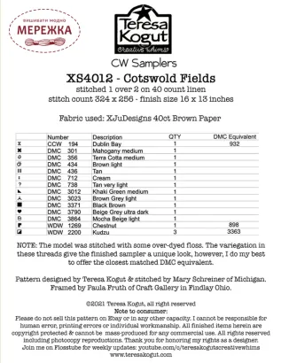 Фото Схема для вишивання Teresa Kogut Cotswold Fields