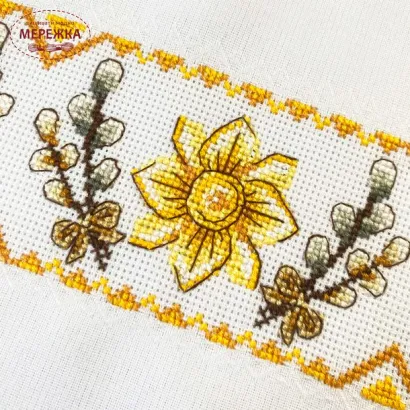 Фото Набір для вишивання хрестиком AbrisArt Рушник "Квітуча писанка" АНЕ-005