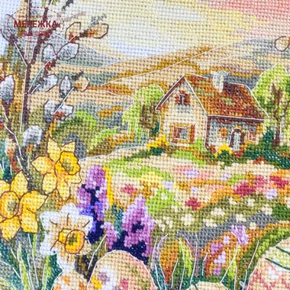 Фото Набір для вишивання хрестиком AbrisArt Рушник "Квітуча писанка" АНЕ-005