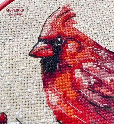 Фото Набір для вишивання хрестиком AbrisArt Зимовий кардинал AHM-096