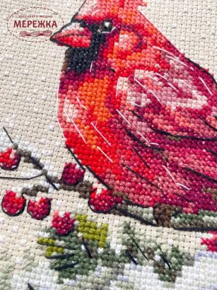 Фото Набір для вишивання хрестиком AbrisArt Зимовий кардинал AHM-096