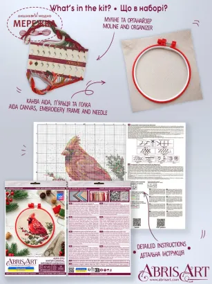 Фото Набір для вишивання хрестиком AbrisArt Зимовий кардинал AHM-096