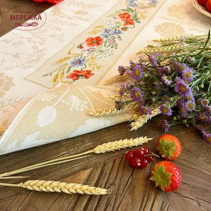 Фото Les Brodeuses Parisiennes Скатертина 113х42см Aida : Le chemin de table «elegance estivale» CTEE/JAR