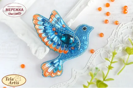 Набір для вишивання бісером TelaArtis Брошка Синій птах щастя Б-025 фото